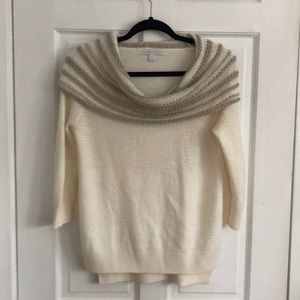 NY&Co cream & gold cowl neck sweater